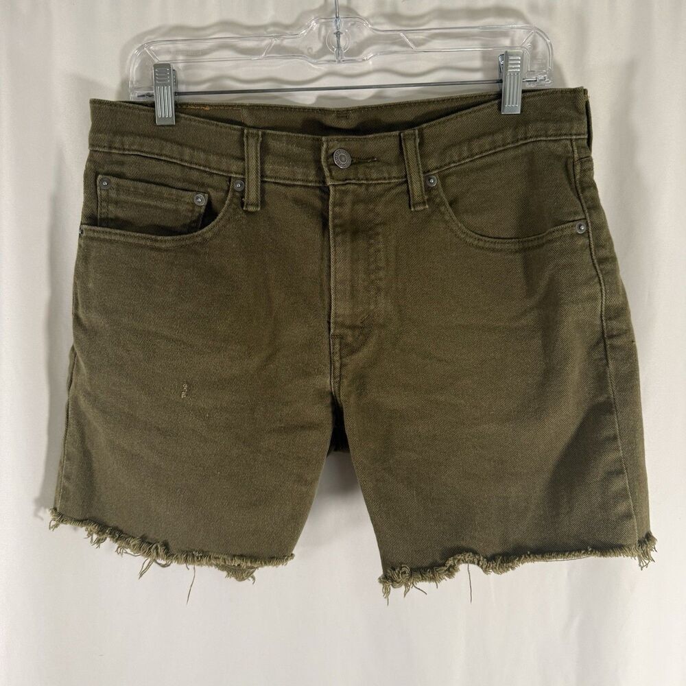 Levi's 511 Jean Shorts Women's 32 Green Cuttoff Denim Flat Front 6" Inseam